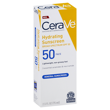 slide 1 of 1, CeraVe Hydrating Sunscreen, Face, Broad Spectrum Spf 50, 2.5 fl oz