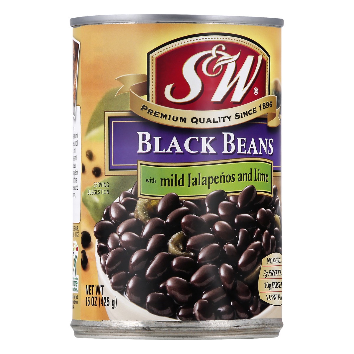 slide 10 of 11, S&W Black Beans with Mild Jalapenos and Lime 15 oz, 15 oz