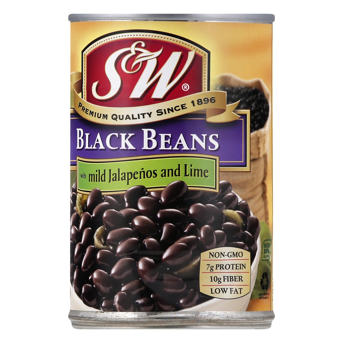 slide 2 of 11, S&W Black Beans with Mild Jalapenos and Lime 15 oz, 15 oz