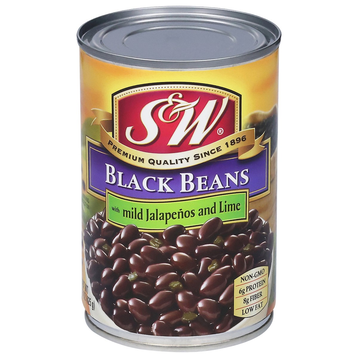 slide 1 of 11, S&W Black Beans with Mild Jalapenos and Lime 15 oz, 15 oz