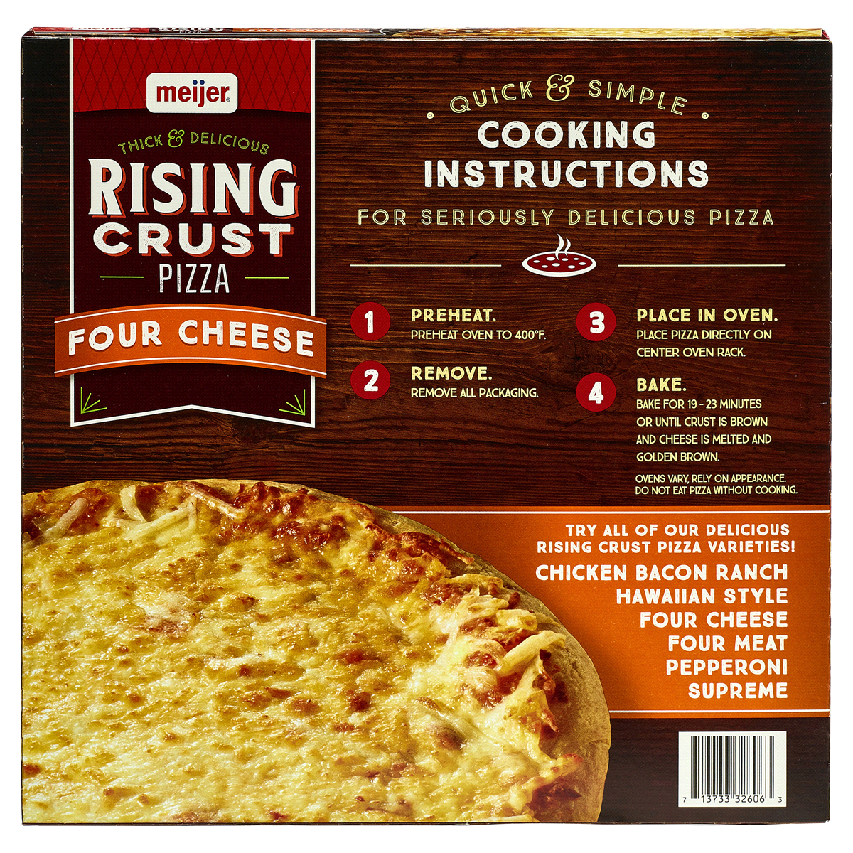 slide 3 of 3, Meijer Rising Crust Four Cheese Pizza, 28.2 oz