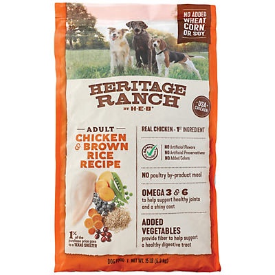 H E B Heritage Ranch Dry Dog Food Chicken Brown Rice 15 lb Shipt