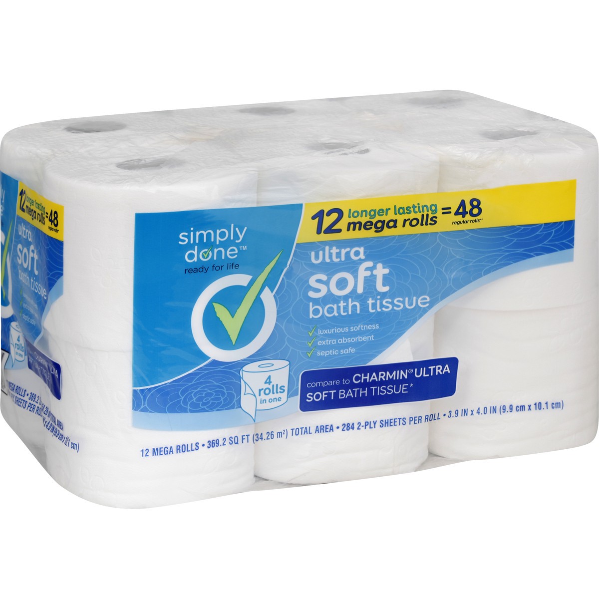 slide 4 of 8, Simply Done Ultra Soft Bath Tissue Mega Rolls, 12 ct