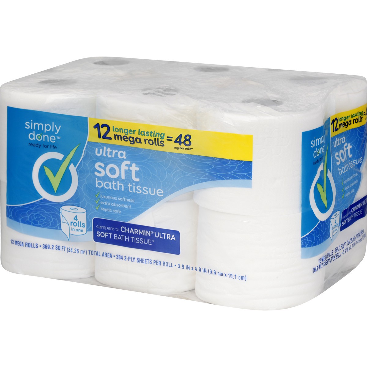 slide 3 of 8, Simply Done Ultra Soft Bath Tissue Mega Rolls, 12 ct