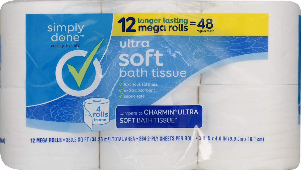 slide 8 of 8, Simply Done Ultra Soft Bath Tissue Mega Rolls, 12 ct