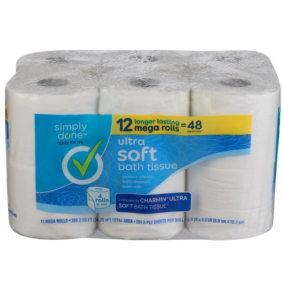 slide 1 of 8, Simply Done Ultra Soft Bath Tissue Mega Rolls, 12 ct