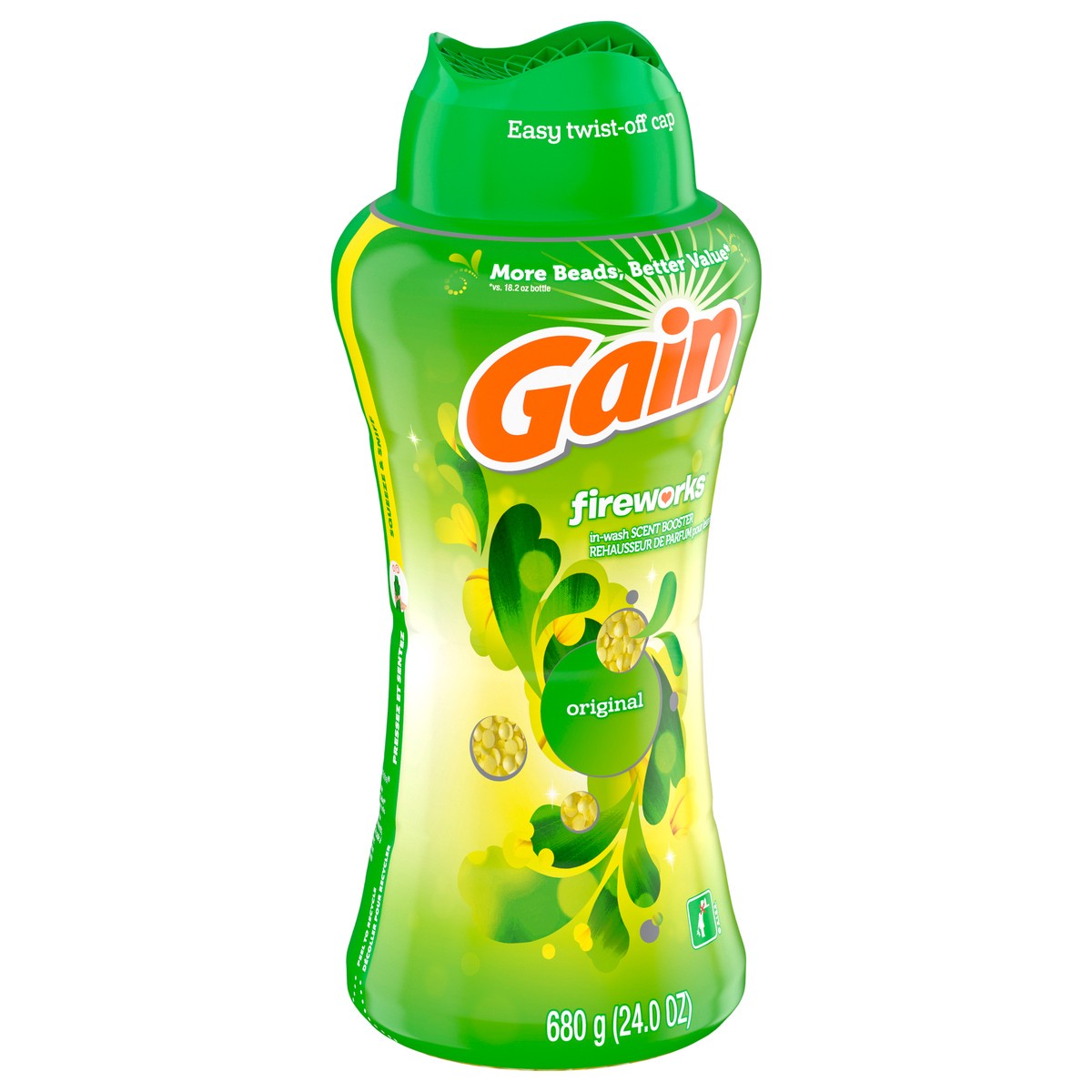 slide 6 of 6, Gain In-Wash Laundry Scent Booster, Original Scent, 24.0 OZ, Fresh Extender + Odor Protection, 1.5 lb