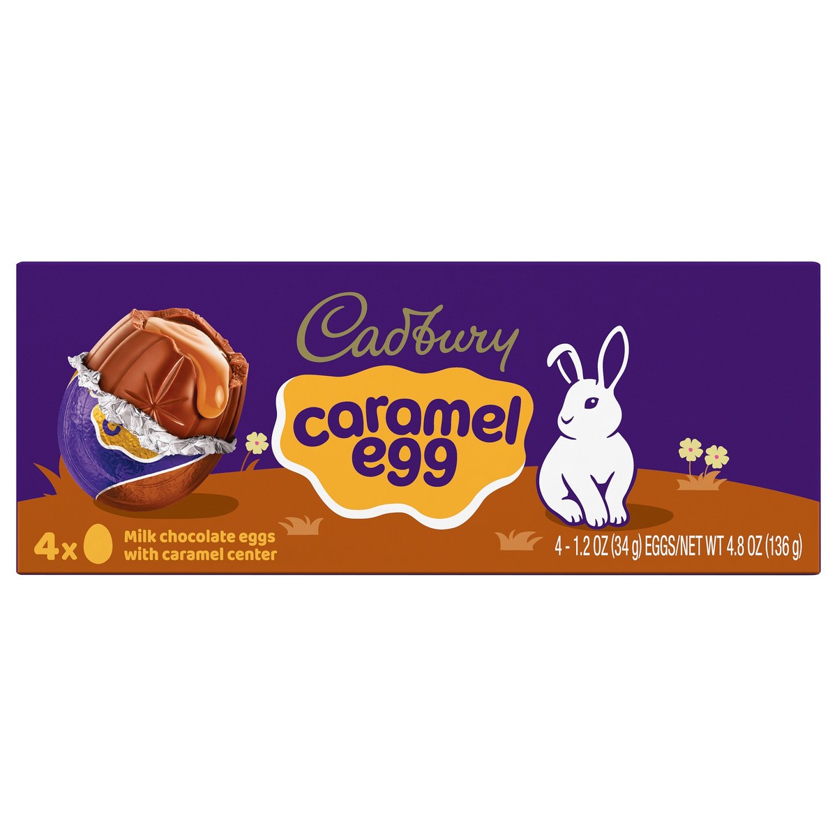slide 1 of 8, CADBURY CARAMEL EGG Milk Chocolate Caramel, Easter Candy Eggs, 1.2 oz (4 Count), 1.2 oz