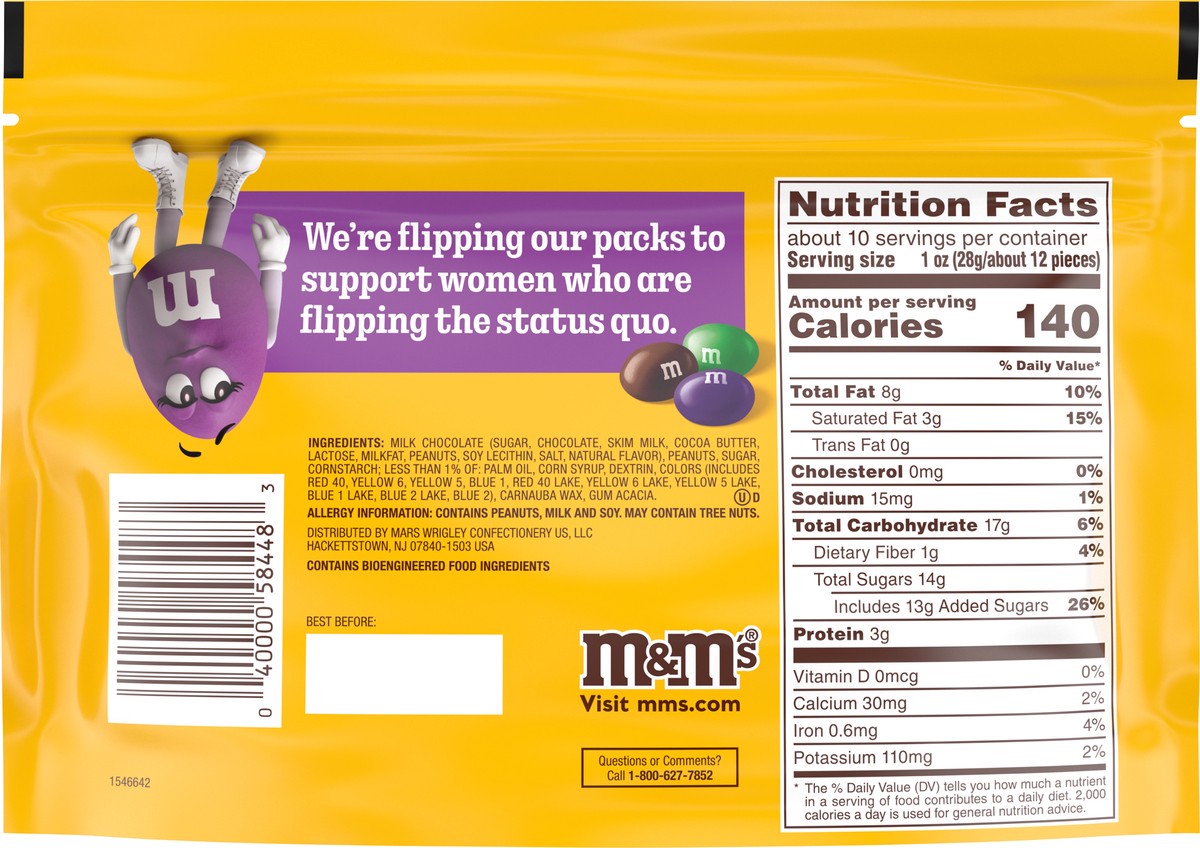 slide 6 of 9, M&M's Limited Edition Peanut Chocolate Candy featuring Purple Candy, Sharing Size, 10.05 oz Bag, 10.05 oz