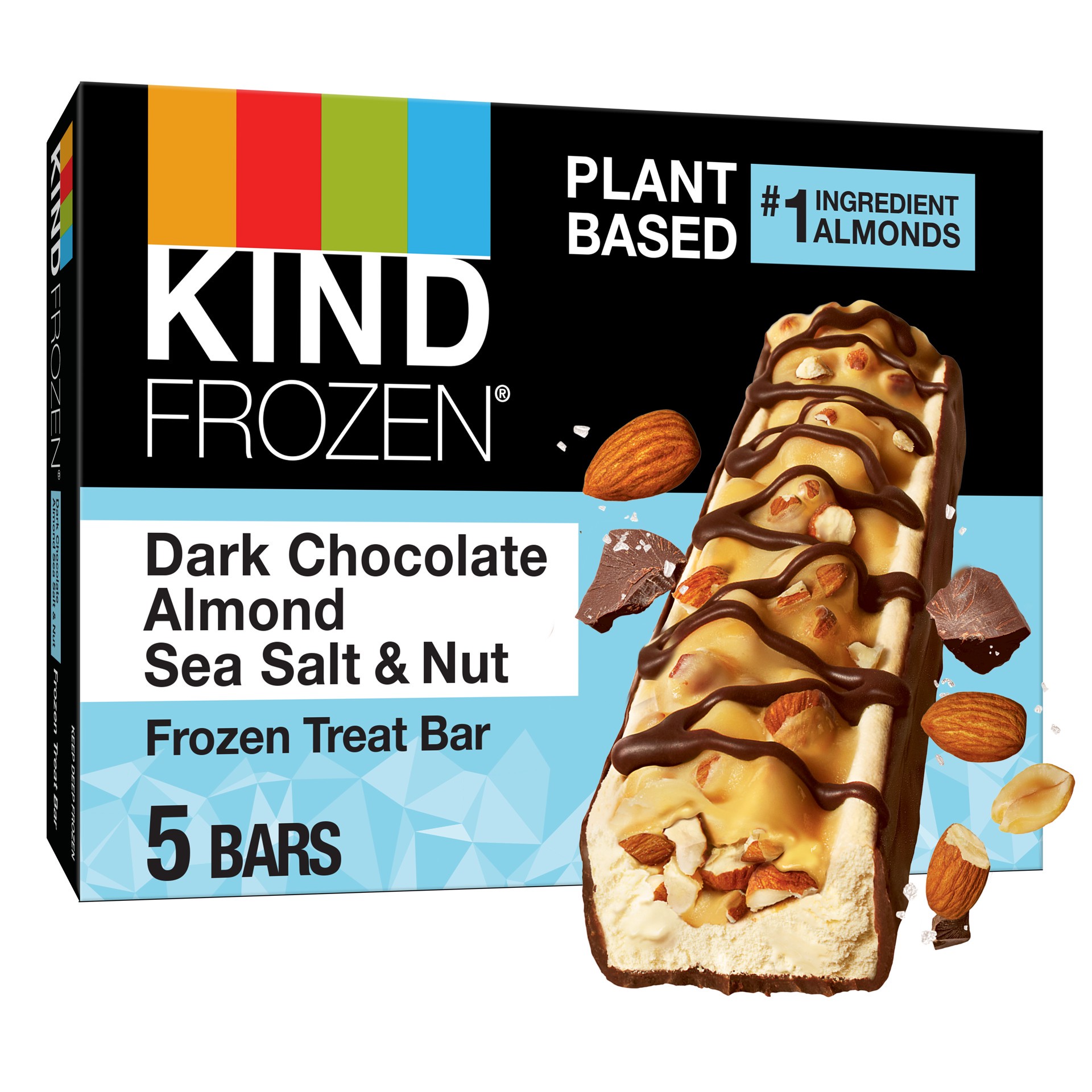 slide 1 of 4, KIND FROZEN Dark Chocolate Almond Sea Salt & Nut Treat Bars (Pack of 5), 8 fl oz