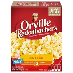 Orville Redenbacher's Butter Popcorn, 3.29 Ounce Classic Bag, 12-Count - 12 ct