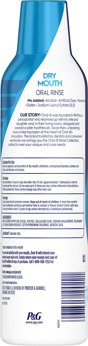 slide 2 of 3, Oral-B Oral B Dry Mouth Oral Rinse, Moisturizing Mint Flavor, 475mL (16 fl oz), 16 fl oz