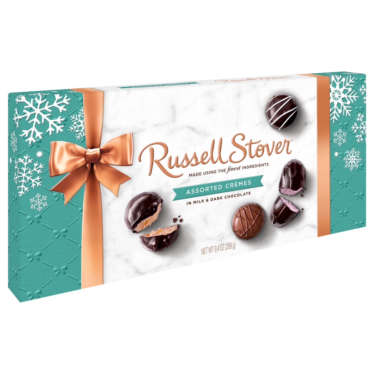 slide 2 of 10, RUSSELL STOVER Christmas Assorted Crèmes in Milk & Dark Chocolate Gift Box, 9.4 oz. (17 pieces), 9.4 oz