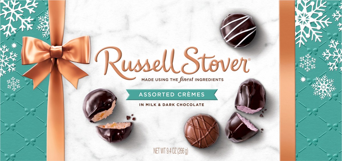 slide 7 of 10, RUSSELL STOVER Christmas Assorted Crèmes in Milk & Dark Chocolate Gift Box, 9.4 oz. (17 pieces), 9.4 oz