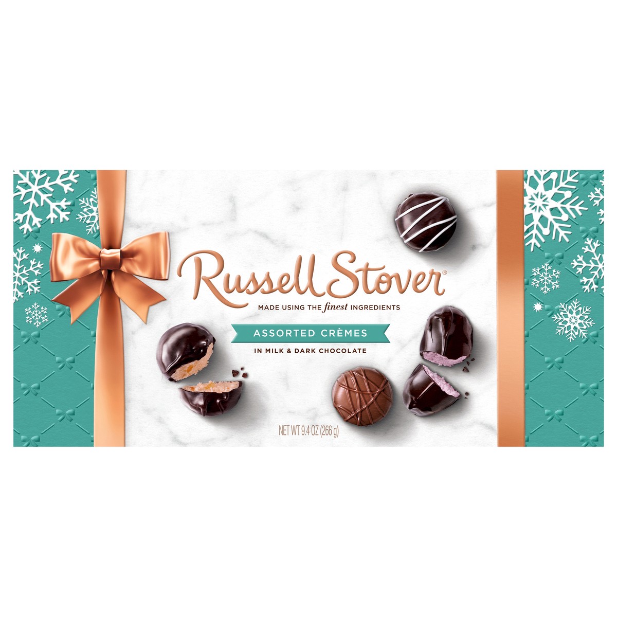 slide 5 of 10, RUSSELL STOVER Christmas Assorted Crèmes in Milk & Dark Chocolate Gift Box, 9.4 oz. (17 pieces), 9.4 oz