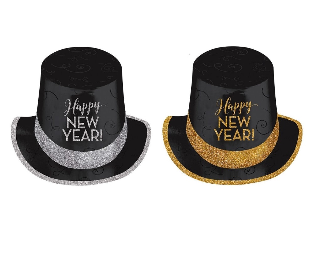 slide 1 of 1, Ampro Happy New Year Top Hat - Black/Silver/Gold, 1 ct