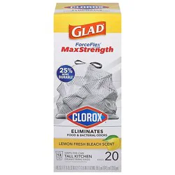 Glad Forceflex Maxstrength With Clorox Tall Kitchen Drawstring Trash Bags 13 Gallon Grey 20 Count - 20 CT