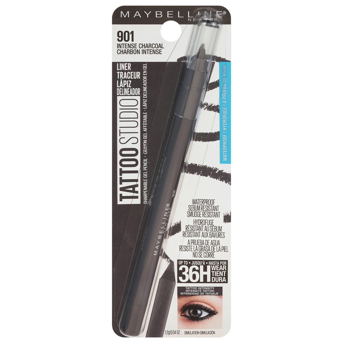 slide 1 of 7, Tattoo Studio Intense Charcoal 901 Waterproof Liner 0.04 oz, 0.04 oz