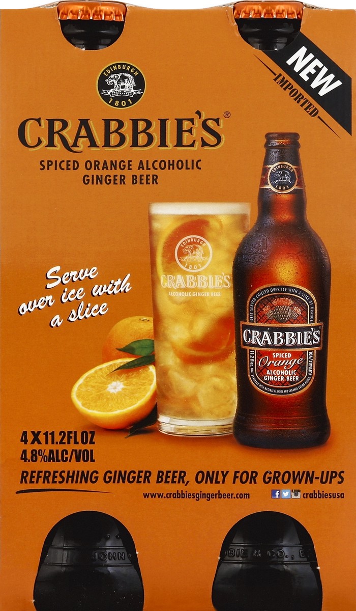 slide 4 of 4, Crabbie's Spiced Orange Alcoholic Ginger Beer Bottles, 4 ct; 11 oz