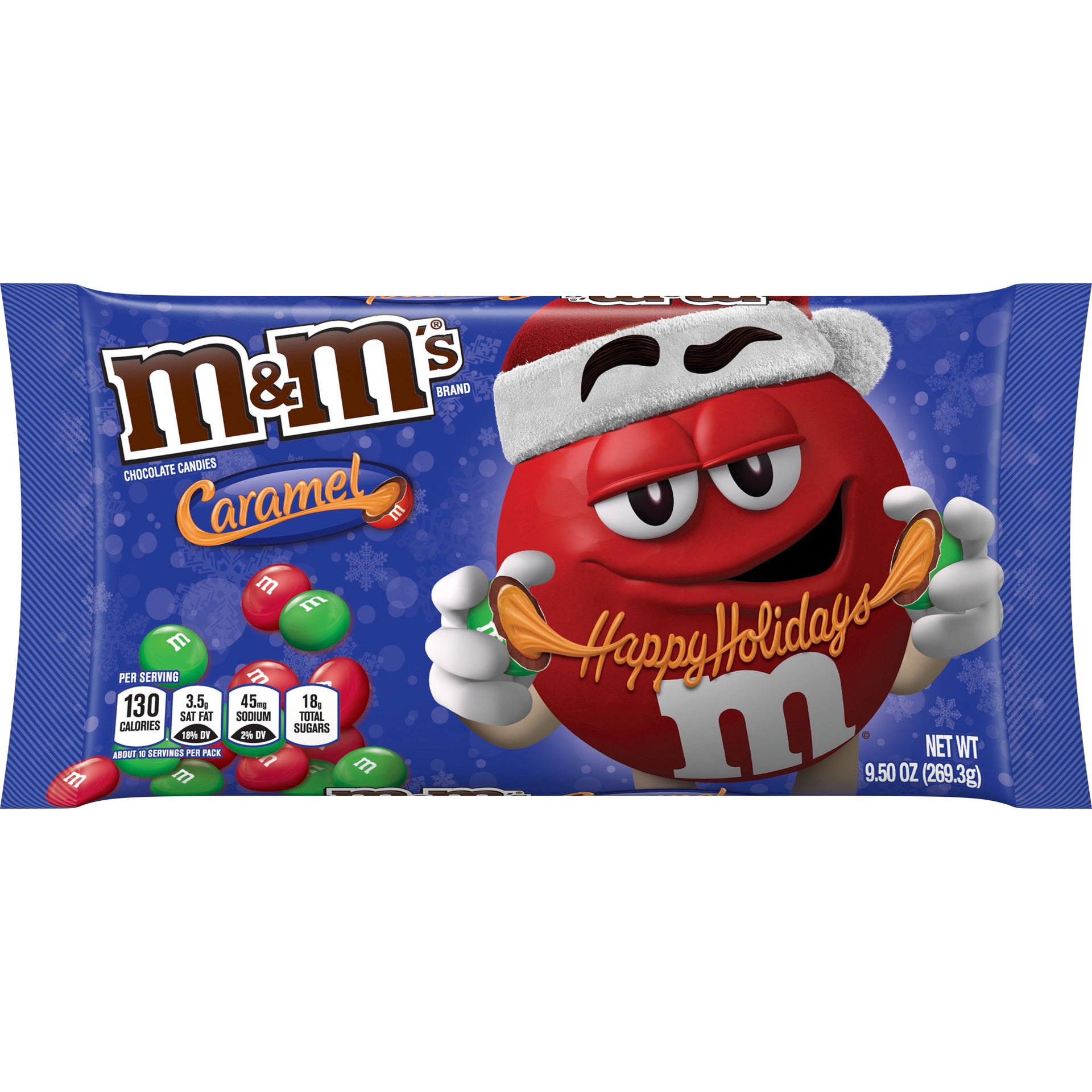 slide 1 of 8, M&M's Holiday Caramel Chocolate Candy, 9.5 oz