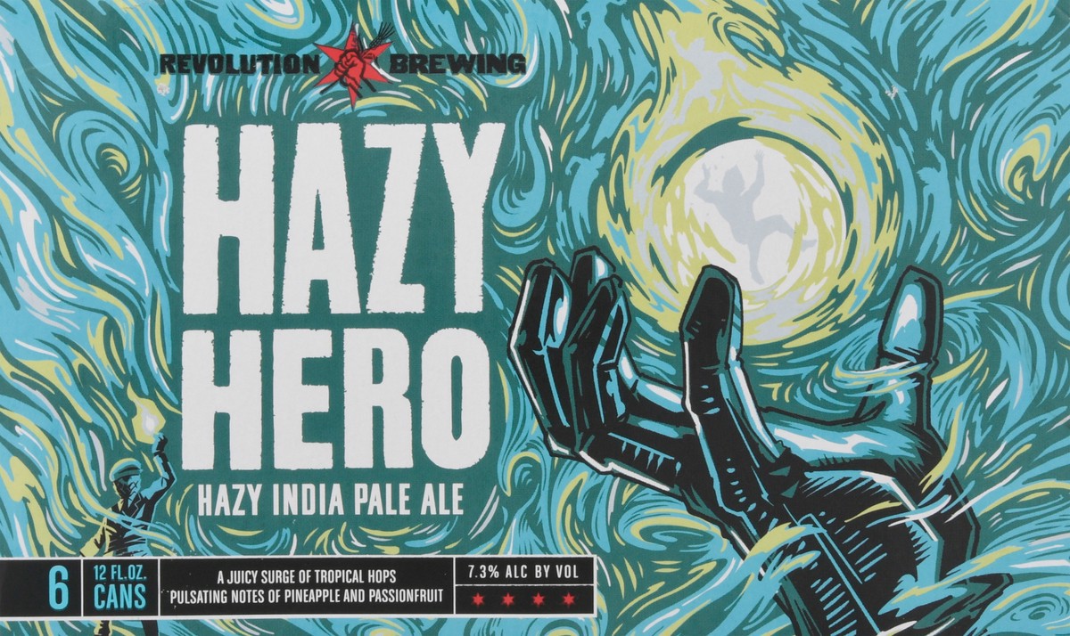 slide 7 of 9, Revolution Brewing Hazy India Pale Ale Hazy Hero Beer 6 - 12 fl oz Cans, 6 ct; 12 oz