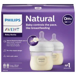 Philips Avent Natural Baby Bottle With Natural Response Nipple, Clear, 4 oz, 2 pk