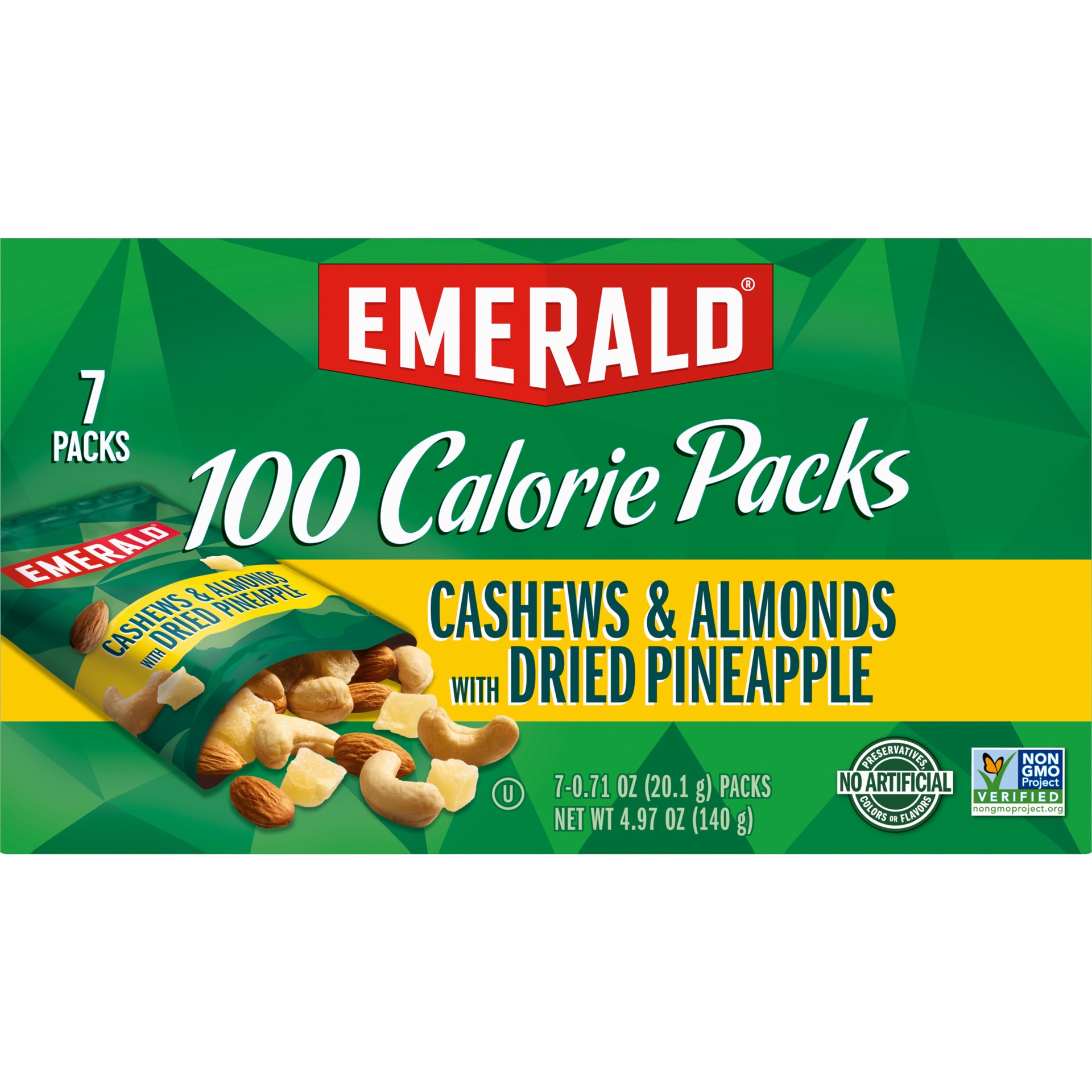 slide 5 of 5, Emerald Cashews and Almonds with Dried Pineapple, 7 ct
