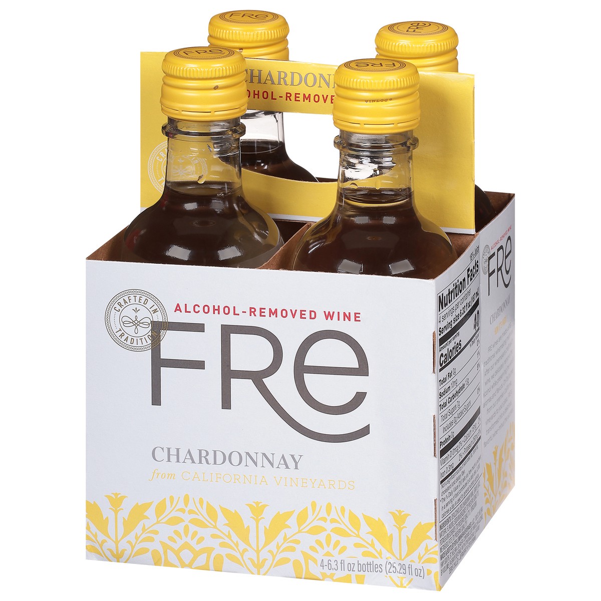 slide 14 of 14, FRE Chardonnay California White Wine, Alcohol-Removed, 4 Pack, 187ml Plastic Bottles, 0% ABV, 4 ct; 187 ml