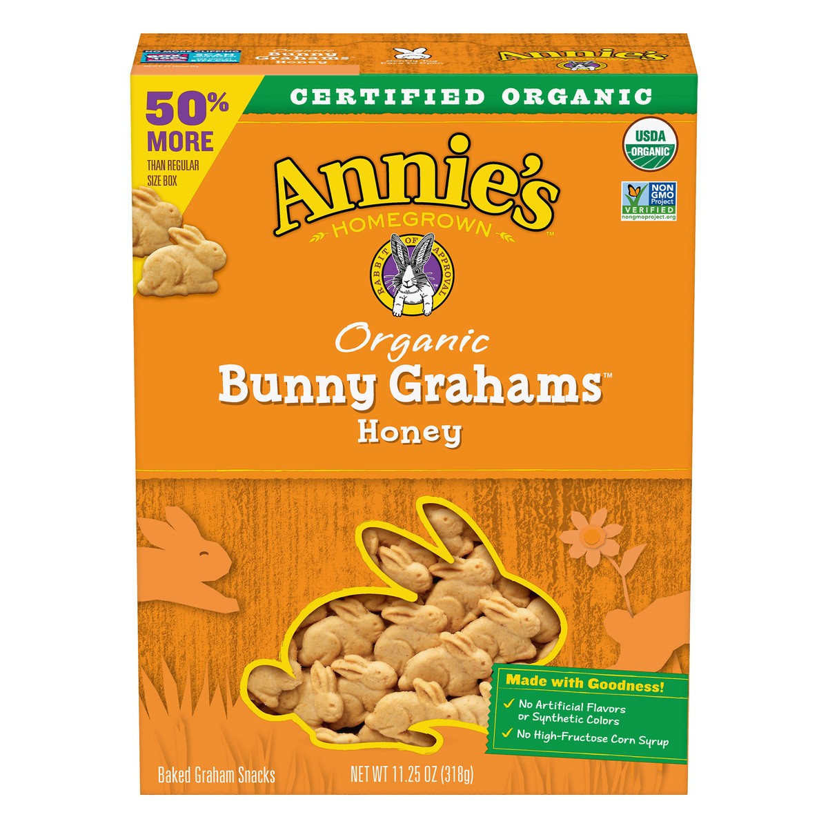 slide 1 of 10, Annie's Homegrown Organic Bunny Grahams Honey Baked Graham Snacks, 11.25 oz