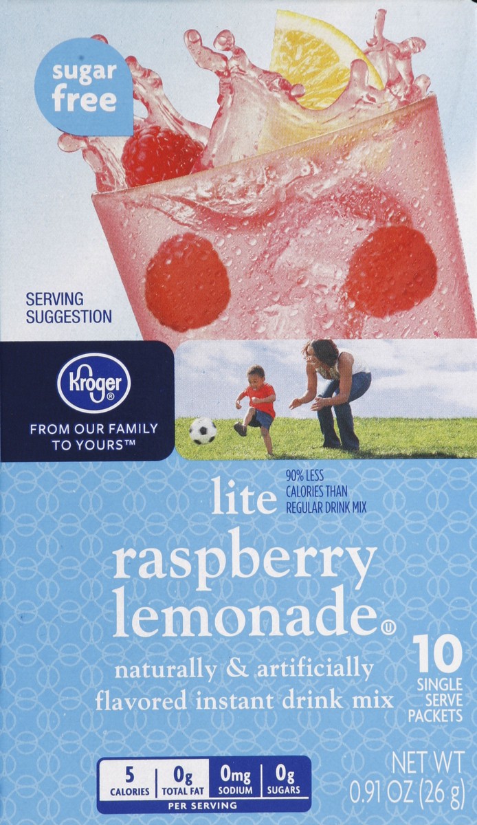 slide 2 of 4, Kroger Lite Raspberry Lemonade Drink Mix Singles - 10 ct, 10 ct