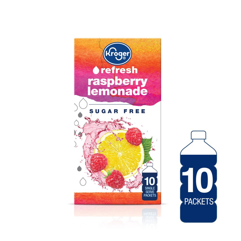 slide 1 of 4, Kroger Lite Raspberry Lemonade Drink Mix Singles - 10 ct, 10 ct