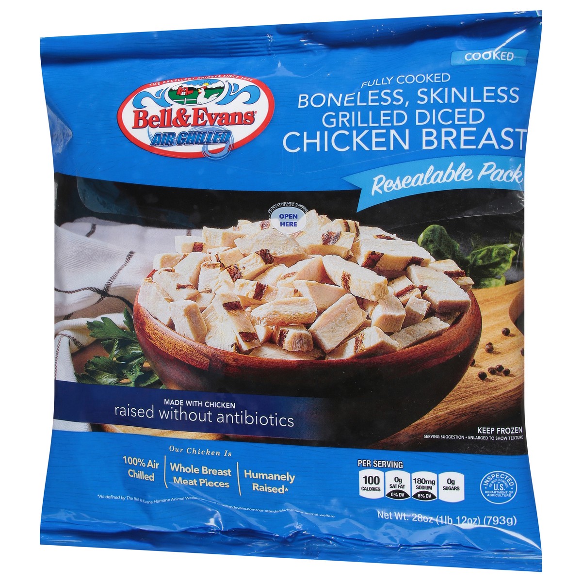 slide 8 of 14, Bell & Evans Fully Cooked Boneless, Skinless Grilled Chicken Breast, Frozen, 28 oz