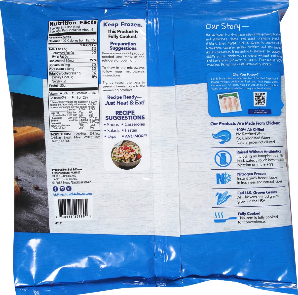 slide 13 of 14, Bell & Evans Fully Cooked Boneless, Skinless Grilled Chicken Breast, Frozen, 28 oz