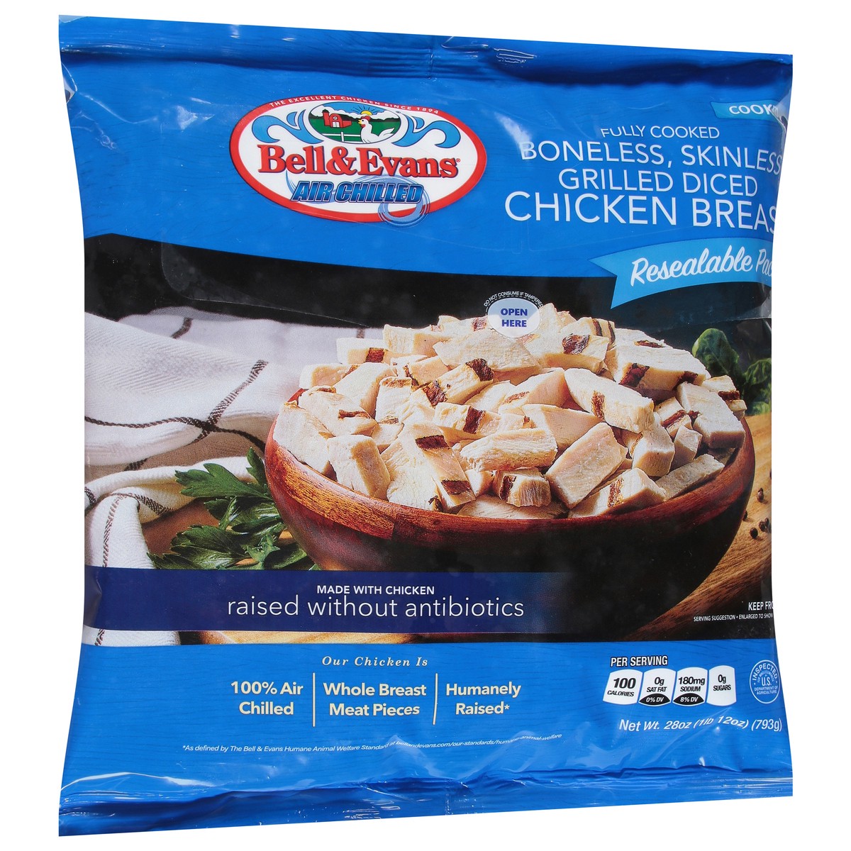 slide 11 of 14, Bell & Evans Fully Cooked Boneless, Skinless Grilled Chicken Breast, Frozen, 28 oz