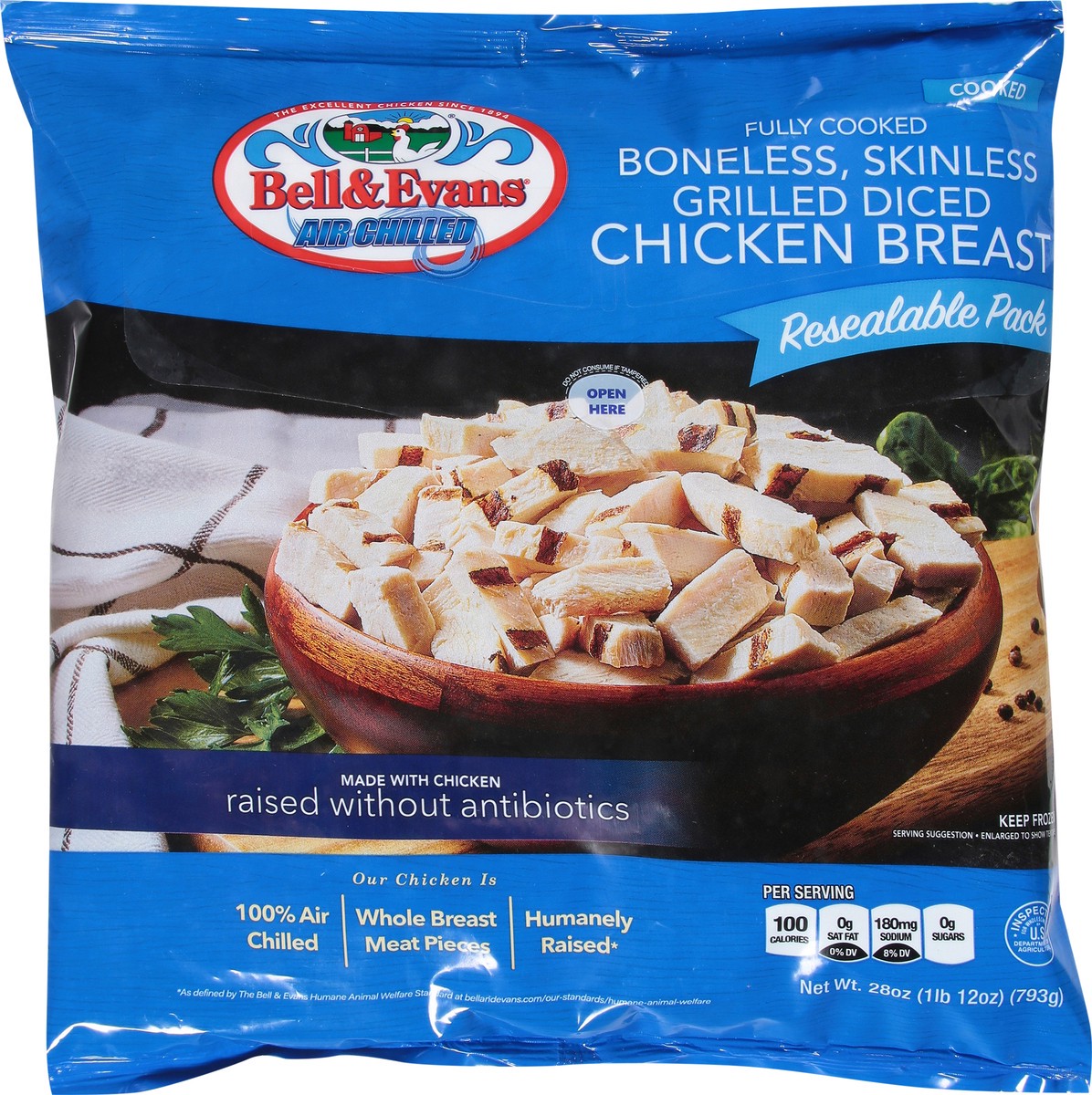 slide 4 of 14, Bell & Evans Fully Cooked Boneless, Skinless Grilled Chicken Breast, Frozen, 28 oz