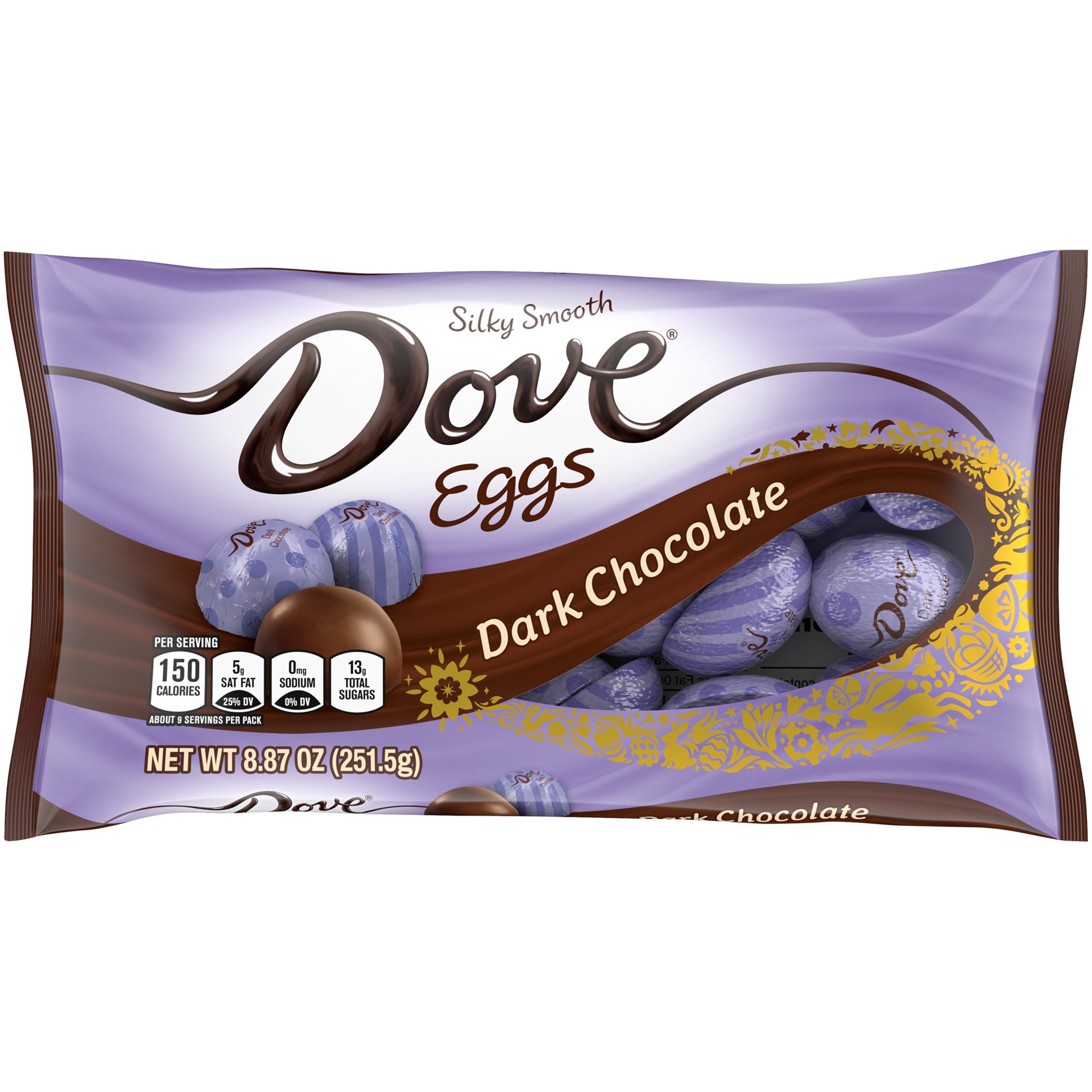 slide 1 of 8, DOVE Easter Egg Dark Chocolate Easter Candy, 8.87 Oz Bag, 8.87 oz