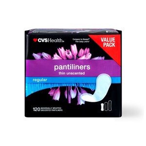 slide 1 of 1, CVS Health Thin Panty Liners, Unscented, Regular, 120 Ct, 1 ct