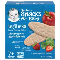 Gerber Teethers, Strawberry Apple Spinach Gentle Teething Wafers, Baby Teething Snacks