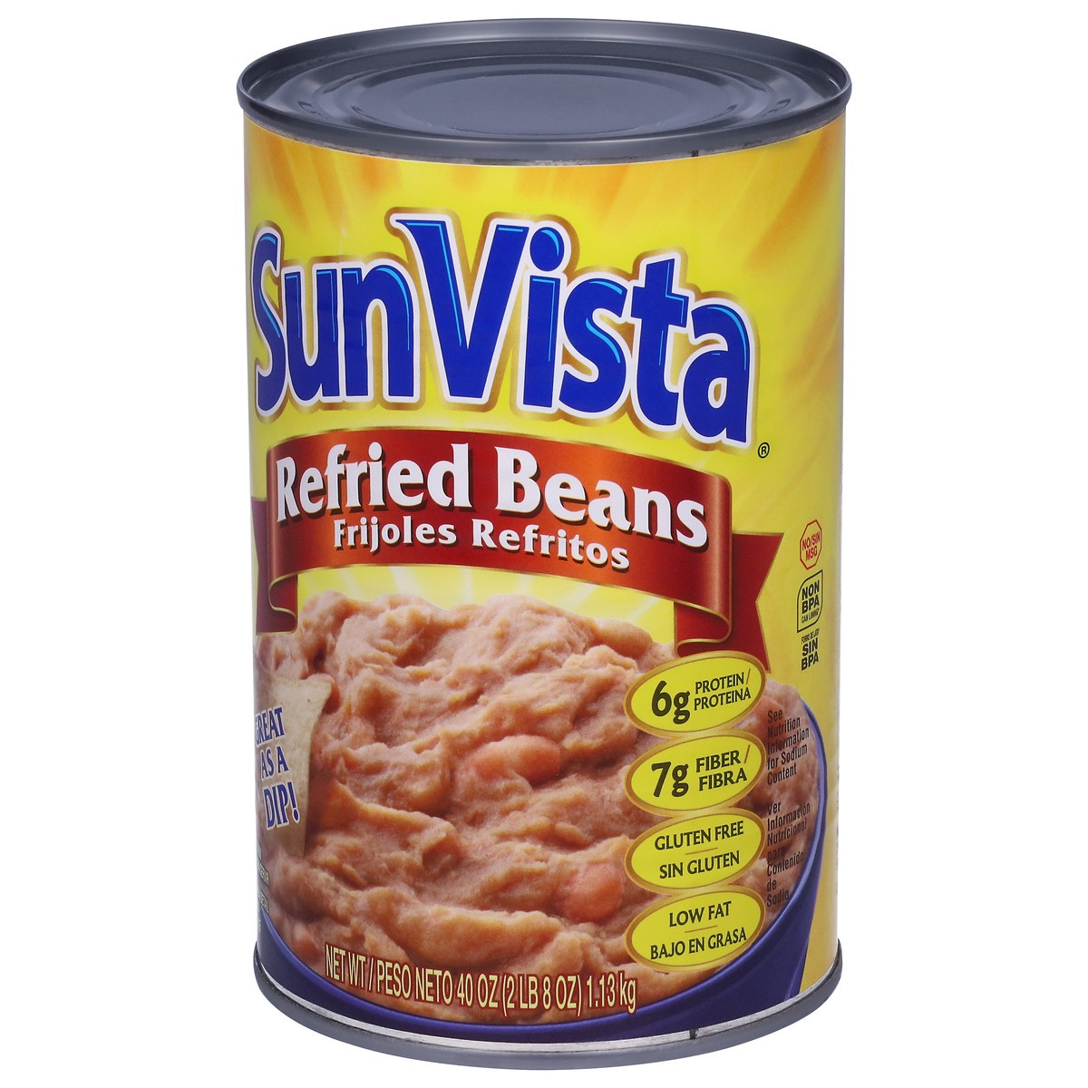 slide 8 of 9, SunVista Refried Beans 40 oz, 40 oz