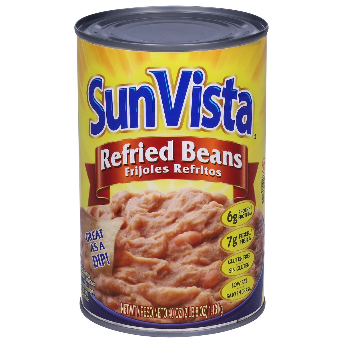 slide 1 of 9, SunVista Refried Beans 40 oz, 40 oz