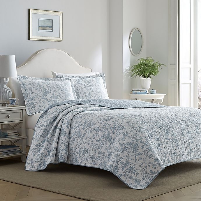 slide 1 of 1, Laura Ashley Amberley Twin Quilt Set - Blue, 2 ct