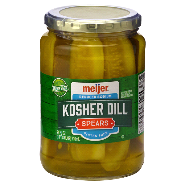 slide 1 of 1, Meijer Reduced Sodium Kosher Dill Pickle Spears, 24 oz