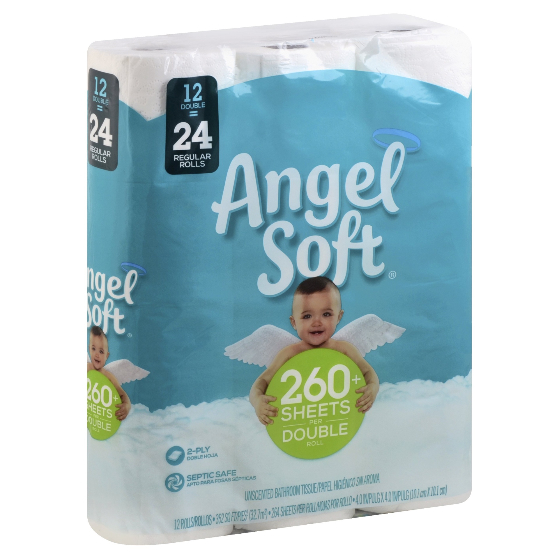 slide 1 of 5, Angel Soft 12 Double Roll White Bath Tissue, 12 ct