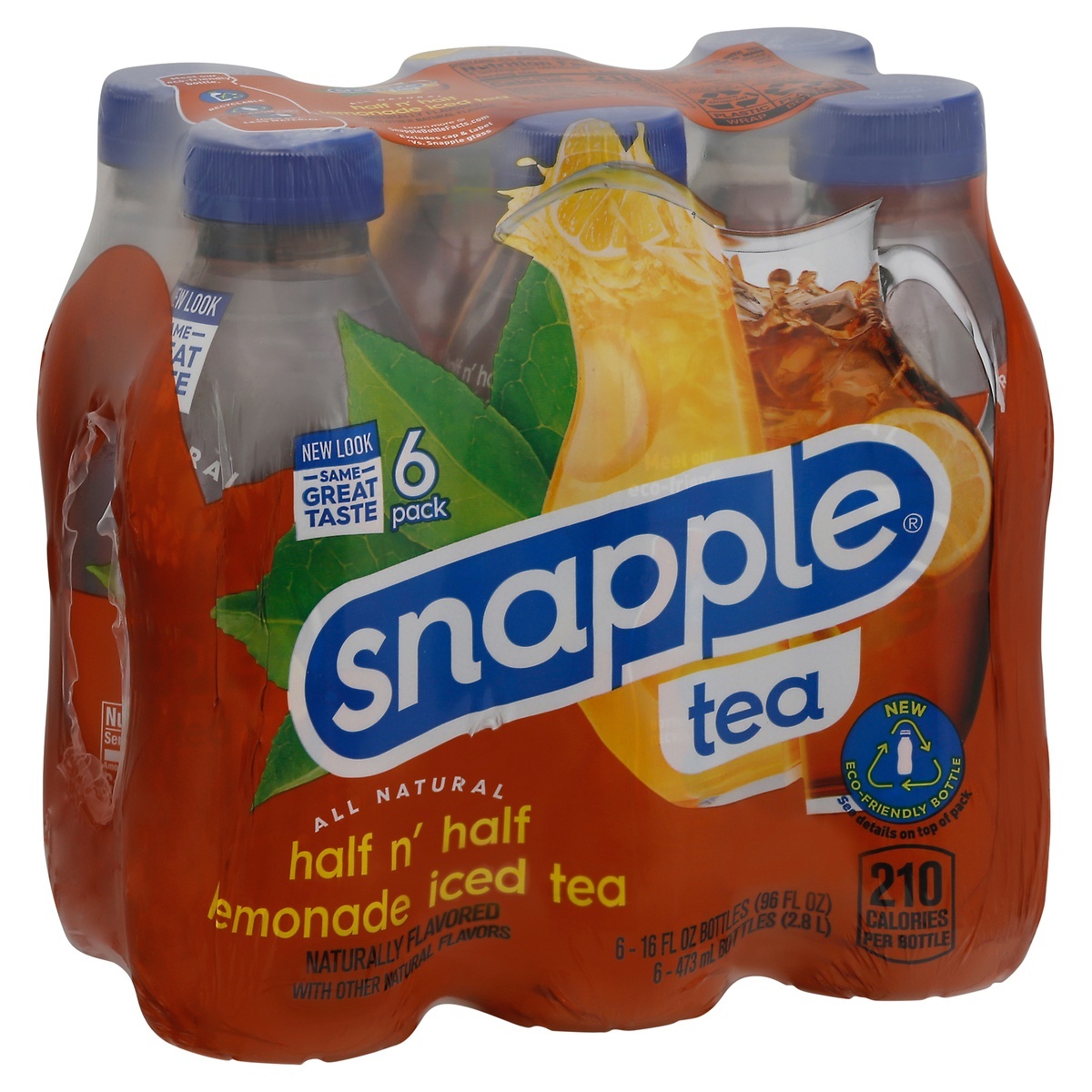 slide 1 of 1, Snapple Half 'n Half Tea and Lemonade, 16 fl oz recycled plastic bottle, 6 pack, 6 ct