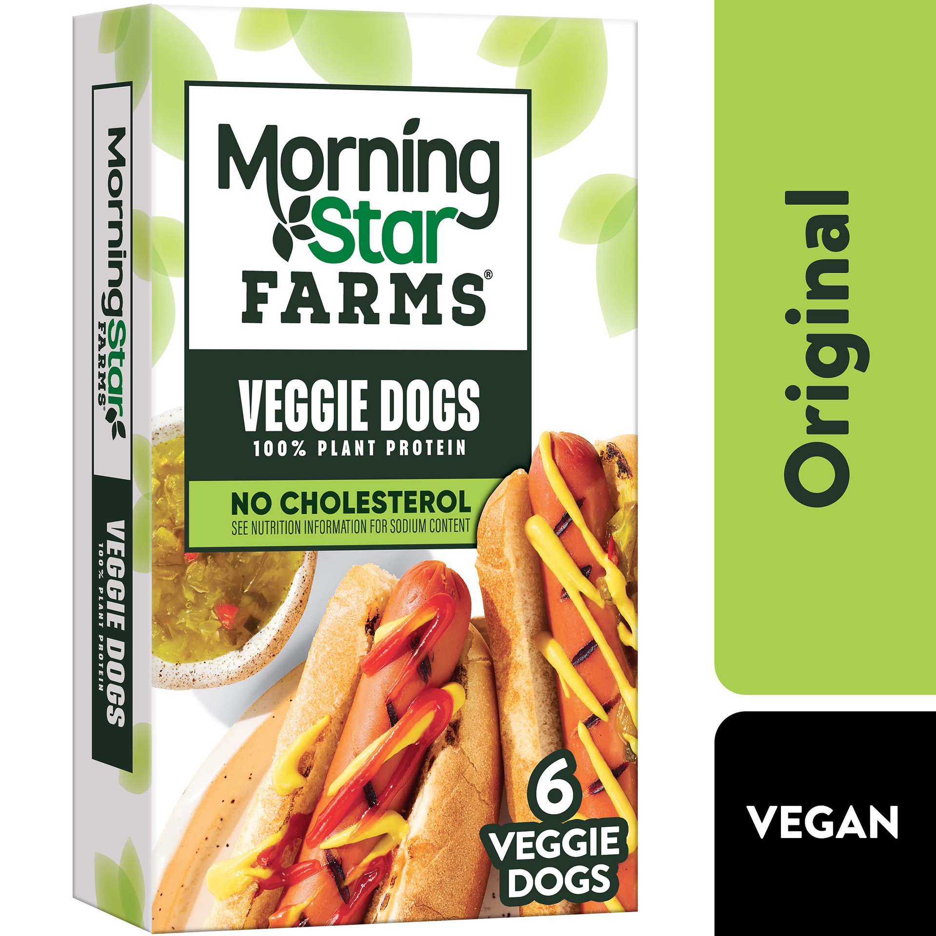 slide 1 of 5, MorningStar Farms Veggie Dogs, Vegan Plant Based Protein, Frozen Meal Starter, Original, 8.4oz Box, 6 Veggie Dogs, 8.4 oz