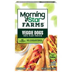 MorningStar Farms Plant Based Veggie Dogs, Vegan Meat, 6 Count