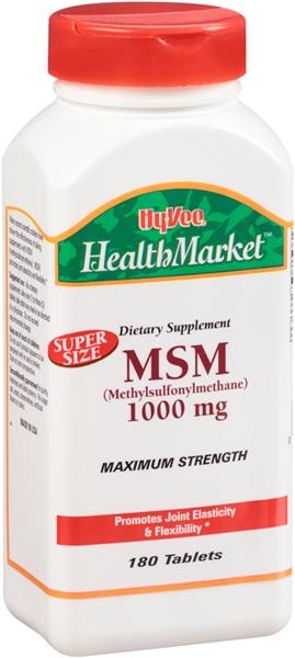 slide 1 of 1, Hy-Vee HealthMarket Msm Dietary Supplement, 180 ct; 1000 mg