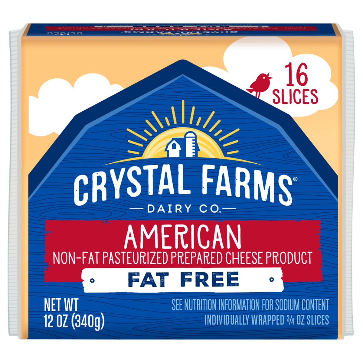 slide 1 of 8, Crystal Farms Cheese Slices, Fat Free, American, 16 ct