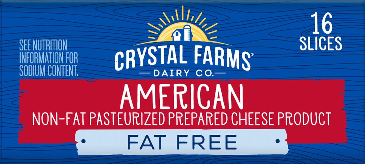 slide 6 of 8, Crystal Farms Cheese Slices, Fat Free, American, 16 ct