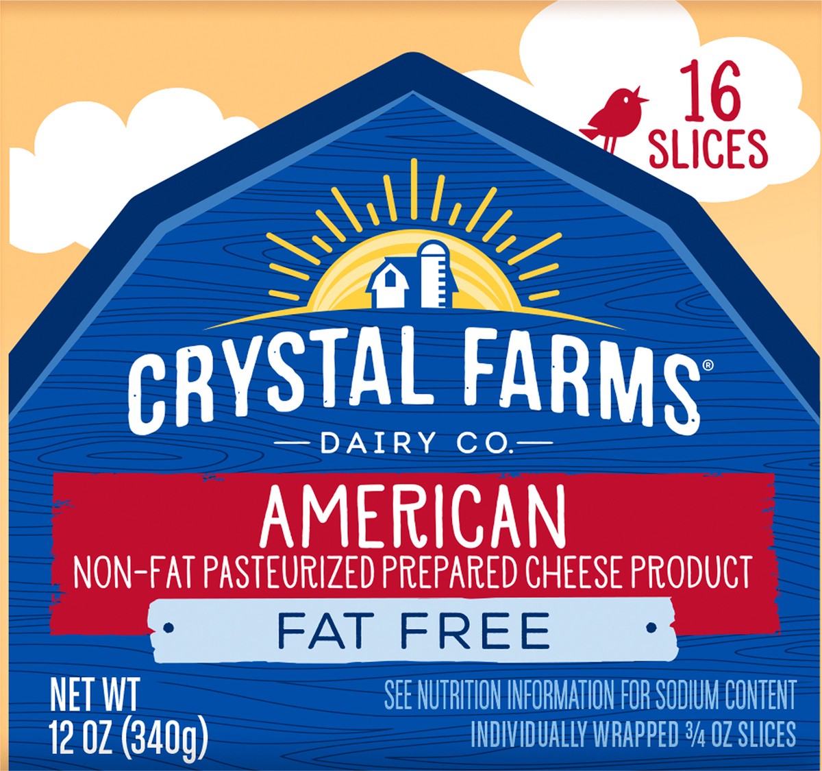 slide 7 of 8, Crystal Farms Cheese Slices, Fat Free, American, 16 ct